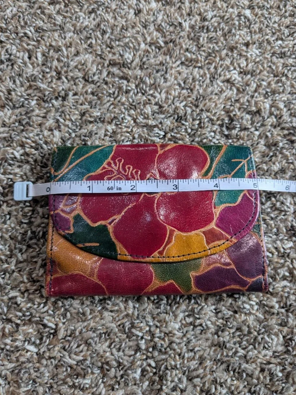Vintage Tooled Leather Floral Wallet Made In India